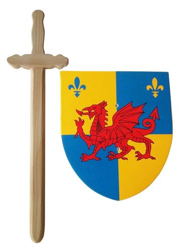 Ritter-Spielset "Drachentöter", Schwert und Schild, aus Holz